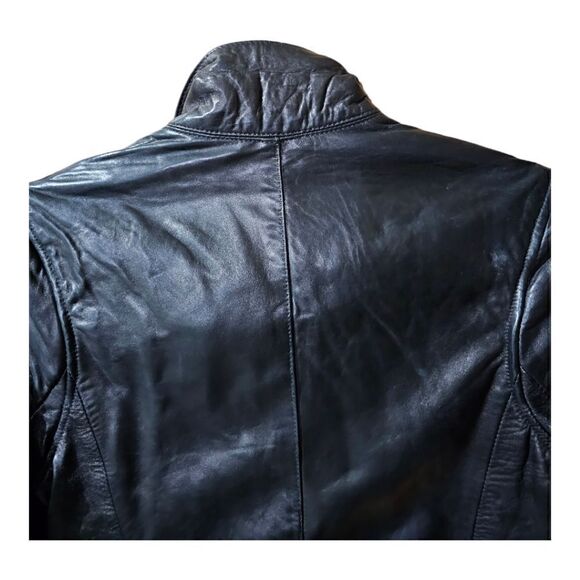BANANA REPUBLIC Black Leather Jacket- Size Small - Picture 4 of 8